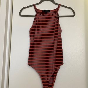 Coral striped bodysuit